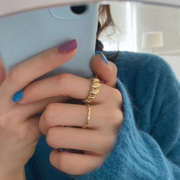*NEW Gold Braided Croissant Adjustable Ring - Picture 2 of 7
